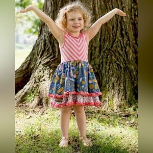 Matilda Jane Work of Heart Artsy Floral Stripe Ruffle Layered Dress